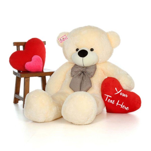 Lifesize 6 Feet Peach Bow Teddy Bear Soft Toy with Personalized Heart